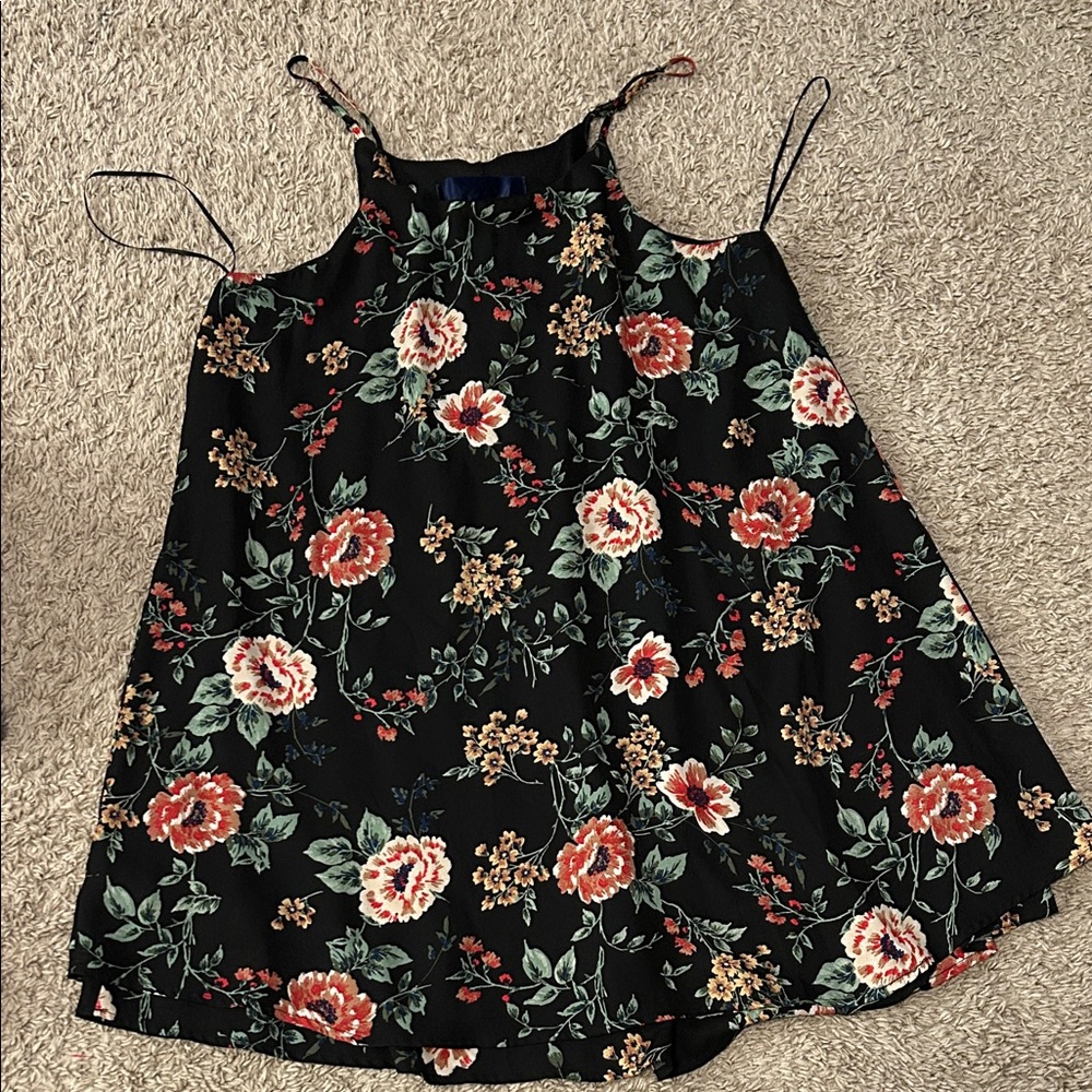 Blue Rain Black Floral Mini Dress